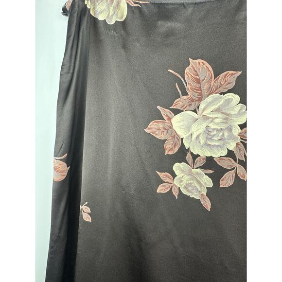 Vintage 90's Y2K The Limited 100% Silk Midi Maxi Skirt Brown Floral Size 14 - Picture 7 of 11
